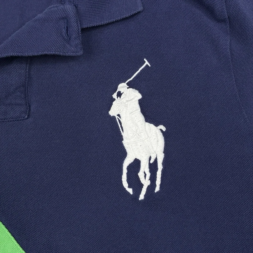 Polo Ralph Lauren Big Pony Sash Polo Shirt Men's Large Fits S/M Blue Slim Fit